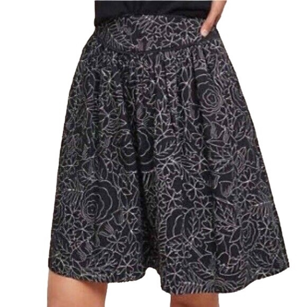 Anthropologie Black and Gray A-Line Skirt